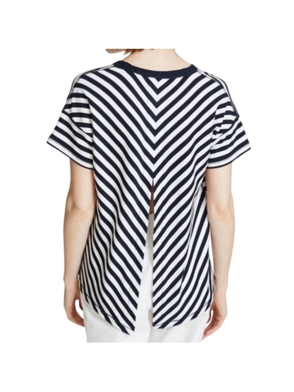 rag & bone Navy White Striped Kat Split-Back Tee XS Cotton Modal Soft Summer